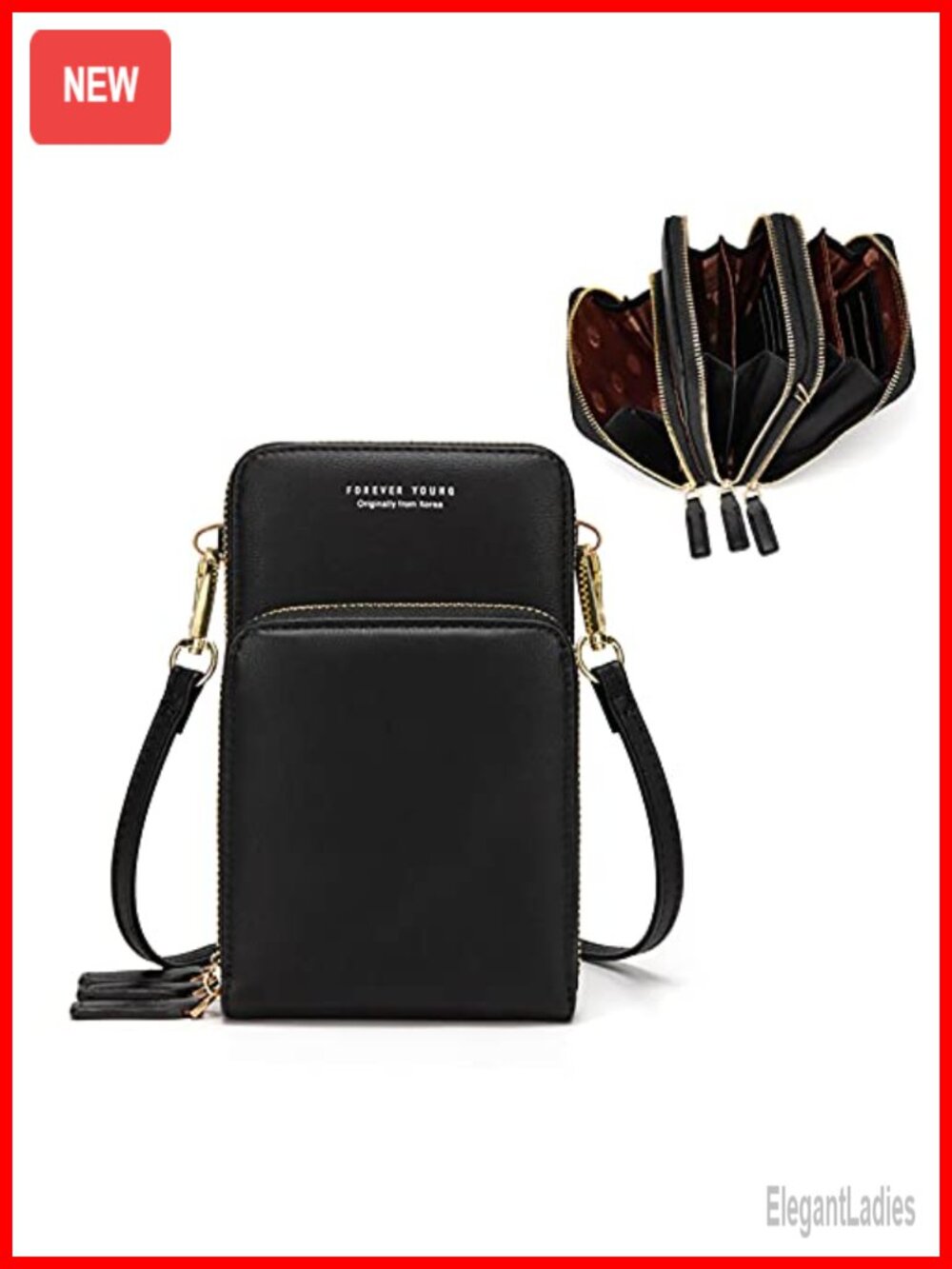 Small Crossbody Phone Purse Synthetic Leather Multi-Pocket 6 Card Slots